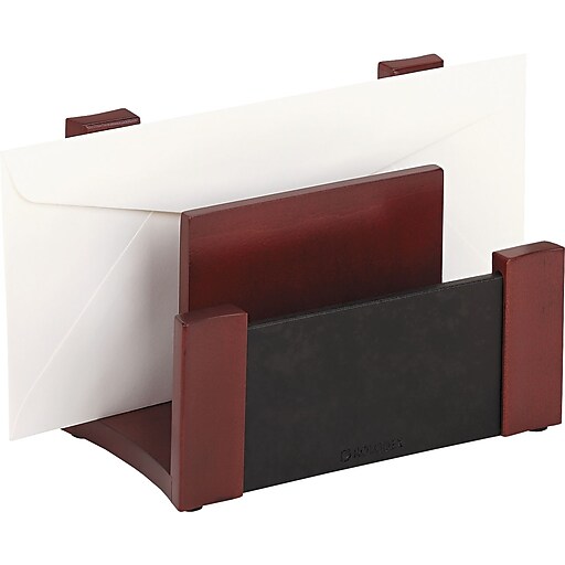 Rolodex Mahogany and Black Leather Desk Sorter at Staples
