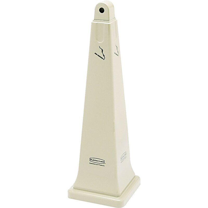 Rubbermaid Groundskeeper Cigarette Waste Collector, 12-/14"x12-1/4"x39-7/16", Beige image 1