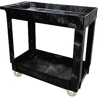 Rubbermaid 2-Shelf Plastic/Poly Mobile Utility Cart, Black (FG9T6600BLA)