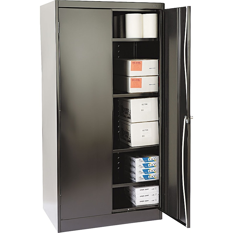 Tennsco Standard 72"H Steel Storage Cabinet with 5 Shelves, Black (TNN1480BK) image 1