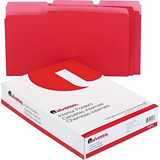 Universal File Folder, Legal Size, Red, 100/Box (UNV15303) at Staples