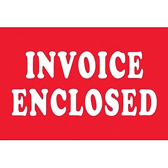 Staples® "Invoice Enclosed" Labels, Red/White, 3" x 2", 500/Rl