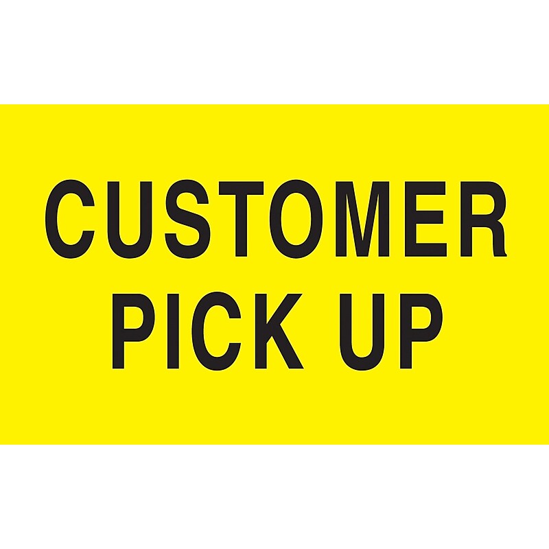 "Customer Pick Up" Labels, Yellow/Black, 5" x 3", 500/Rl image 1