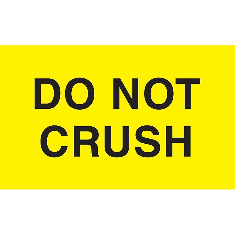 "Do Not Crush" Labels, Yellow/Black, 5" x 3", 500/Rl image 1
