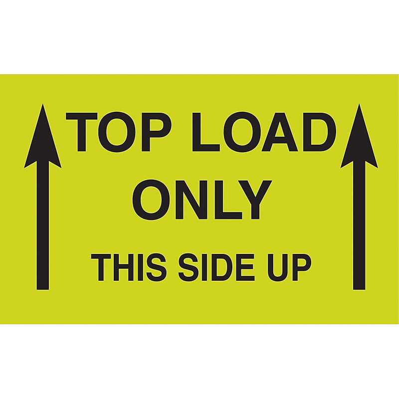 "Top Load Only This Side Up" Labels, Yellow/Black, 5" x 3", 500/Rl image 1