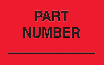 "Part Number ________" Labels, Red/Black, 5" x 3", 500/Rl