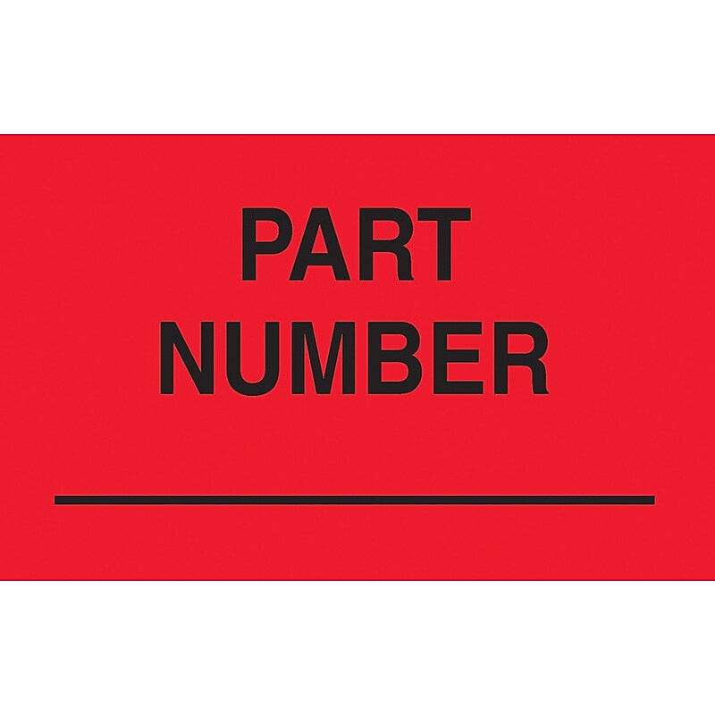 "Part Number ________" Labels, Red/Black, 5" x 3", 500/Rl image 1