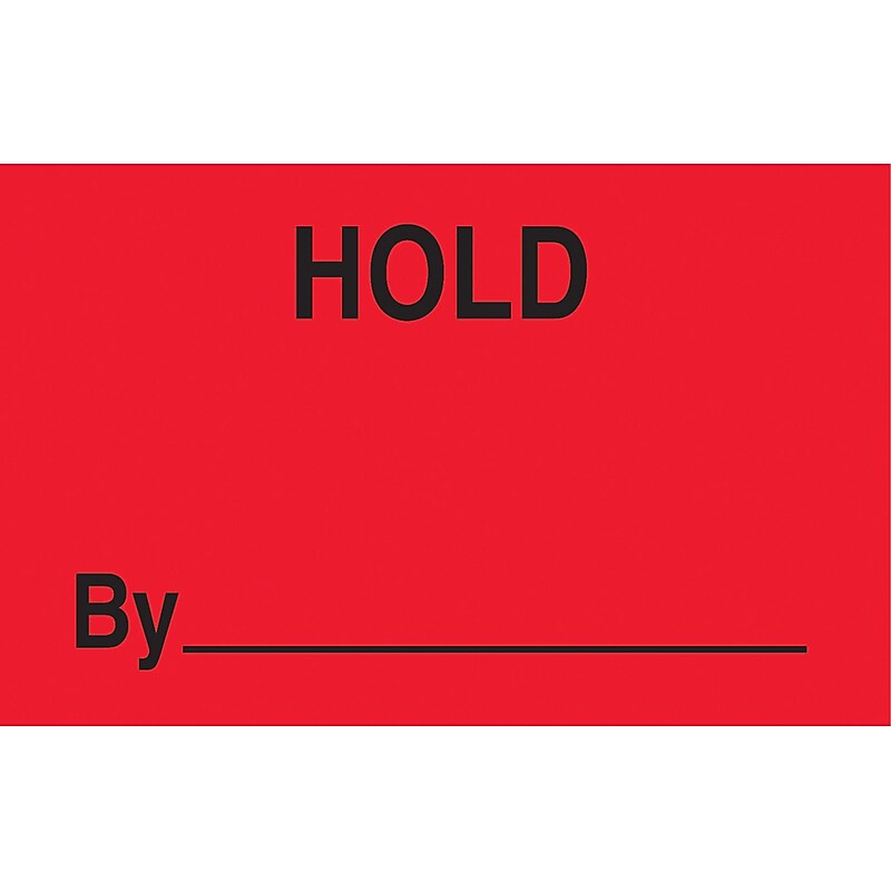 "Hold By ________" Labels, Red/Black, 5" x 3", 500/Rl image 1