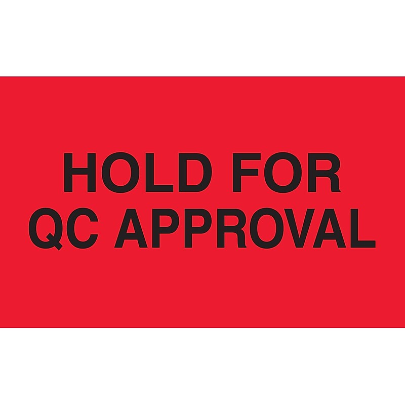 "Hold For QC Approval" Labels, Red/Black, 5" x 3", 500/Rl image 1