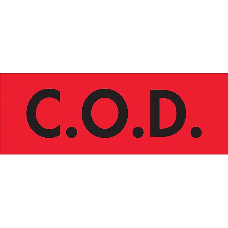 "C.O.D." Labels, Red/Black, 3" x 2", 500/Rl image 1