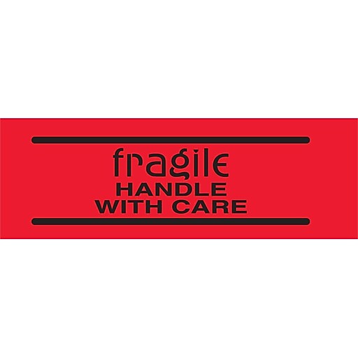 Staples Fragile Handle With Care Labels Red Black 3 X 2 500 Rl Staples