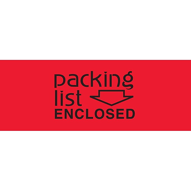 "Packing List Enclosed" Labels, Red, 3" x 2", 500/Rl image 1
