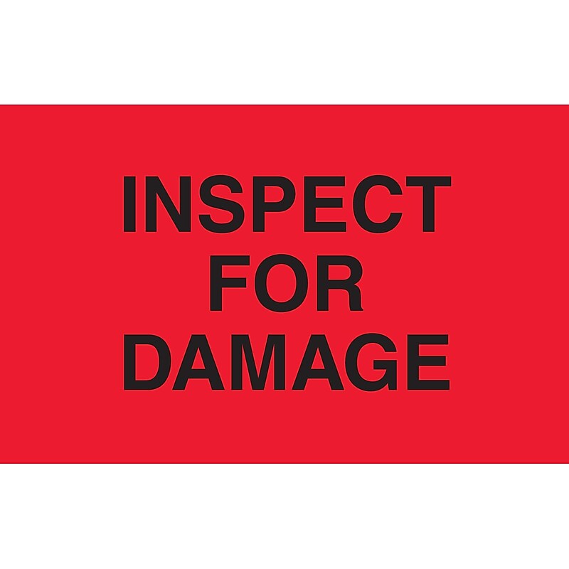 "Inspect For Damage" Labels, Red/Black, 5" x 3", 500/Rl image 1