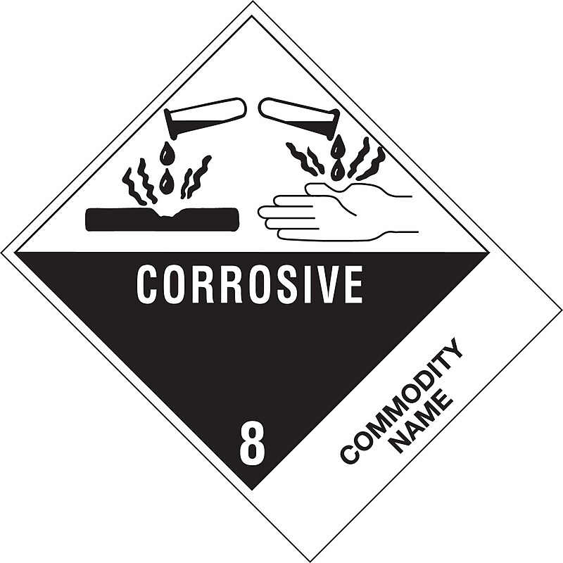D.O.T. Labels - "Corrosive Liquids, N.O.S. UN 1760", White/Black, 4" x 4 3/4", 500/Rl image 1