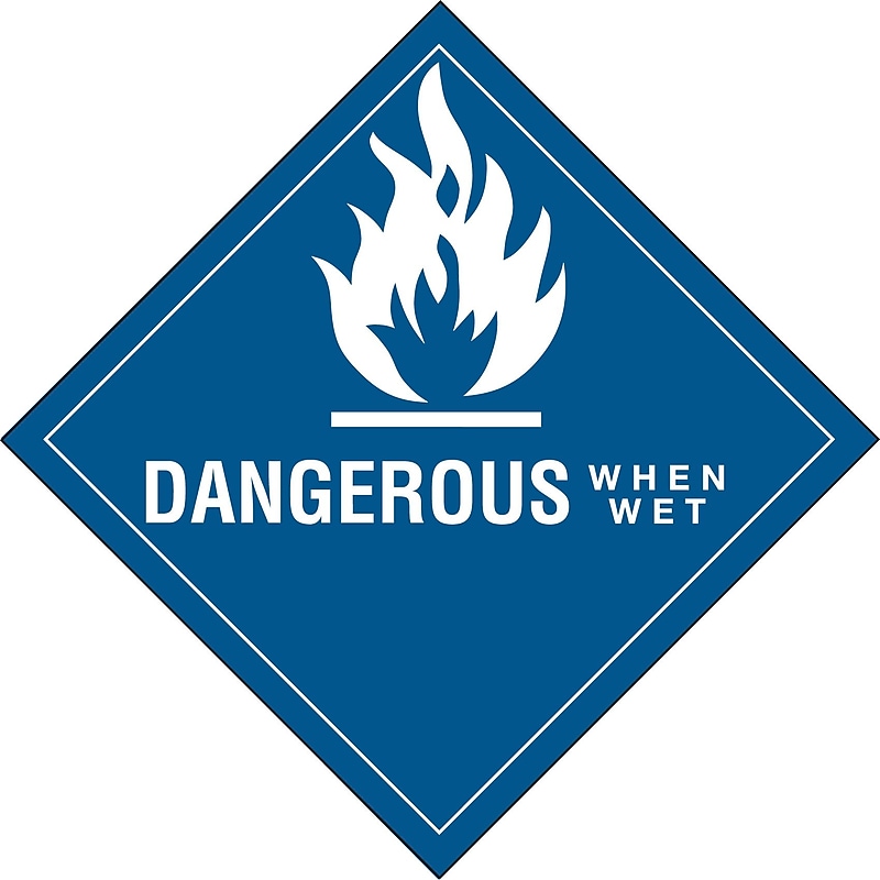 Decker Tape "Dangerous When Wet" Label, 4" x 4", 500/RL image 1