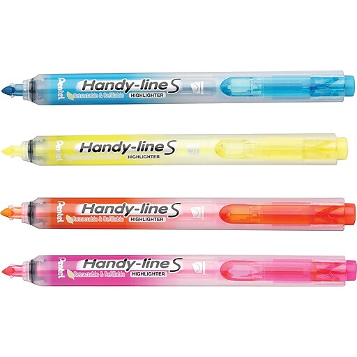 Highlighter People Under The Stairs 限定版 Pentel® Recycled Handy-Lines Slim Retractable Highlighters, 4/Pack