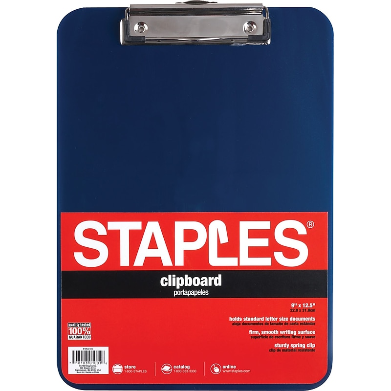 Staples Plastic Clipboard, Letter Size, Blue (44843) image 1