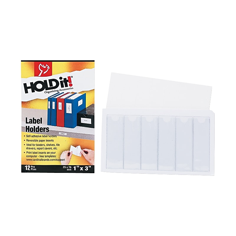 Cardinal Hold-it Label Holders, 1" x 3", Clear (21810) image 1