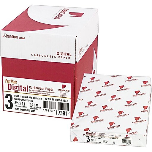 Digital Carbonless Paper, Straight, 81/2 x 11, White/Canary/Pink, 2500