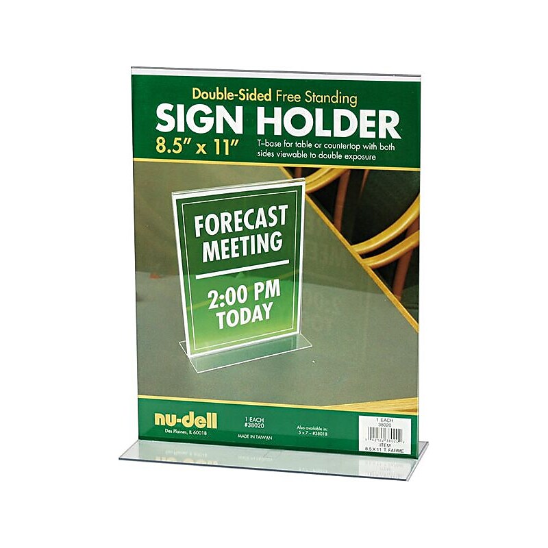 NuDell™ T-Shaped Sign Holder, Clear, 8-1/2" x 11" image 1