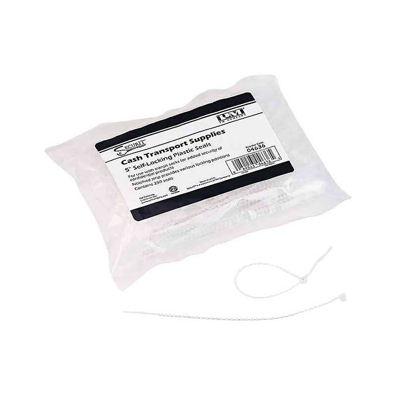 PM Company Self-Locking Plastic Seals for Transit Sacks, 5", 250/Pk image 1