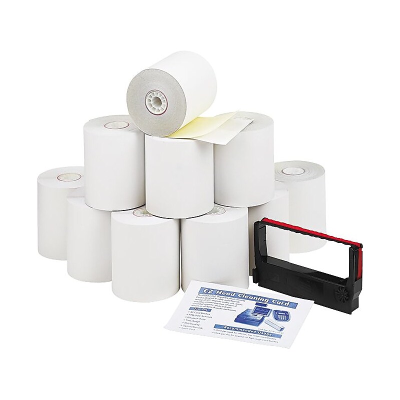 PM Company® Impact Printing Carbonless Paper Roll, Canary/White, 3"(W) x 90'(L), 10/Ctn image 1