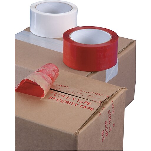 Tamper Evident Plastic Tape, 02" x 55 yd, Red, Roll (710R52) Staples