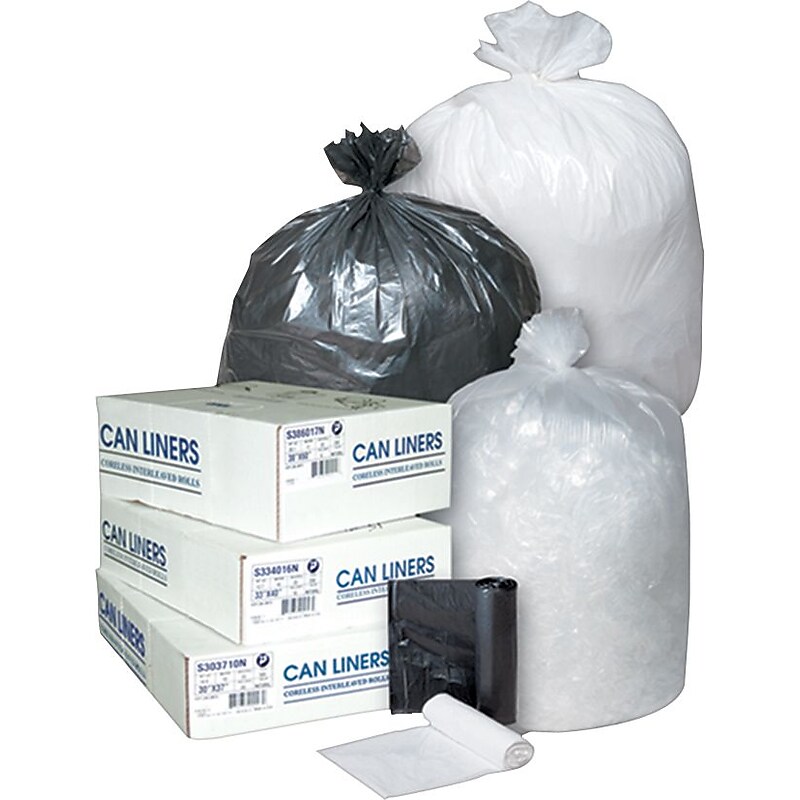 Inteplast Group HI-D Can Liner, 20- 30 Gallons, 9 mic, Natural, 30" x 36", 500/CT image 1