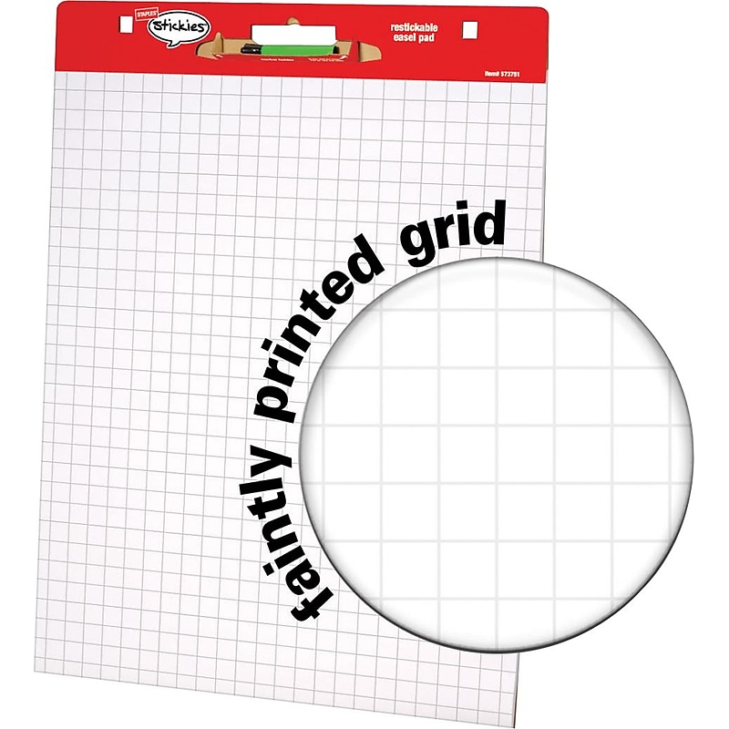 Staples® Restickable, Easel Pad, Grid (WSP2530SR) image 1
