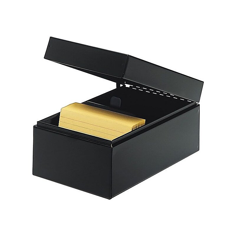 Steelmaster Metal File Box, 900 Card Capacity, Black, 5" x 8" image 1