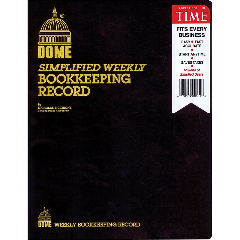 Dome Simple Weekly Bookkeeping Record, 8.75" x 11.25", Black (600) image 1