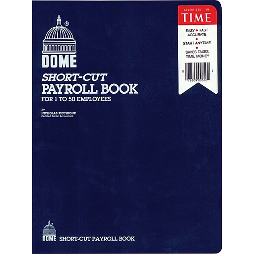 Dome ShortCut Payroll Book, 8 Columns, 11.25" x 8.75", Navy (650) Staples