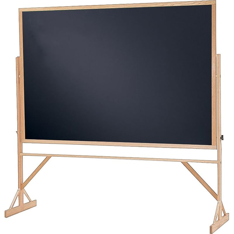 Quartet Reversible Easel - Black Chalkboard, Oak Finish Hardwood Frame, 6'W x 4'H (WTR406-810) image 1