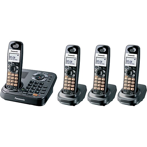 Panasonic KXTG9344T Single Line Cordless Phone, Black Metallic at Staples