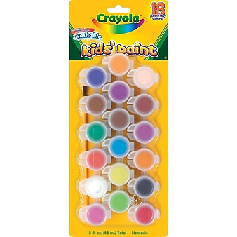 Crayola® Washable Kids' Paint Pots, Assorted Colors, 18/Pack