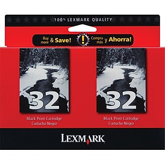 Lexmark 32 Black Standard Yield Ink Cartridge, 2/Pack (18C0533)