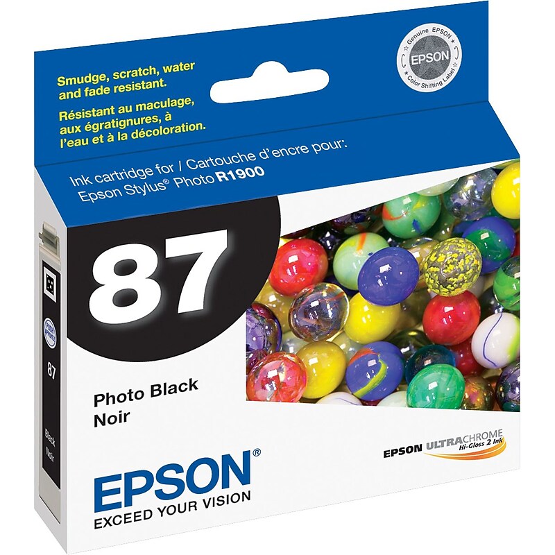 Epson T87 Ultrachrome Photo Black Standard Yield Ink Cartridge image 1