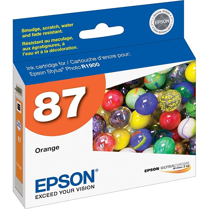 Epson T87 Ultrachrome Orange Standard Yield Ink Cartridge image 1