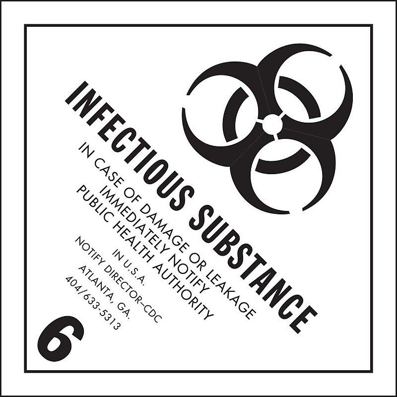 Decker Tape "Infectious Substance" Label, 4" x 4", 500/RL image 1