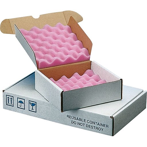 Staples 8" x 8" x 2.75" AntiStatic Foam Shippers, White, 24/Carton