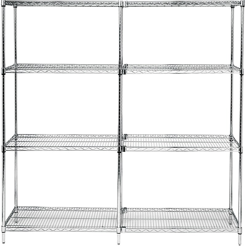 Quantum Storage Systems 4-Shelf Adjustable Open Wire Shelving Starter Units, 74" x 48" x 18", Silver (WR74-1848C) image 1