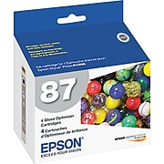 Epson T87 Gloss Optimizer Standard Yield Ink Cartridge, 4/Pack (T087020)