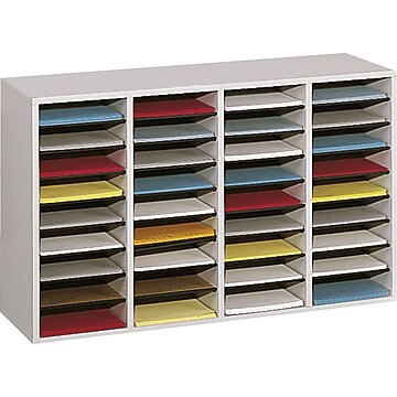 Safco E-Z Stor® Steel Literature Organizer, 24-Compartment, Gray, 25 3/4"H x 37 1/2"W x 12 3/4"D