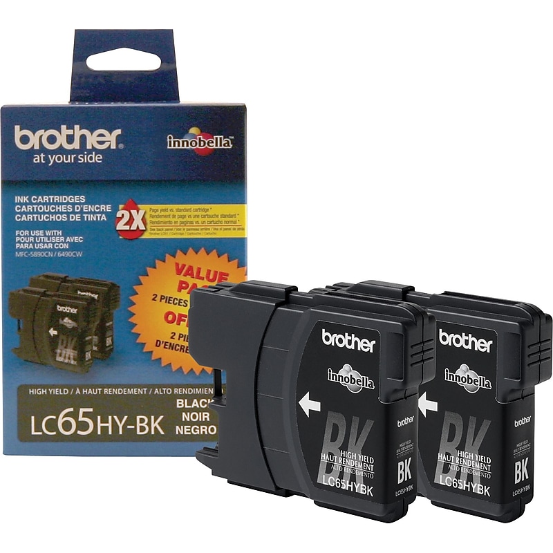 Brother LC652PKS Black High Yield Ink Cartridge, 2/Pack image 1