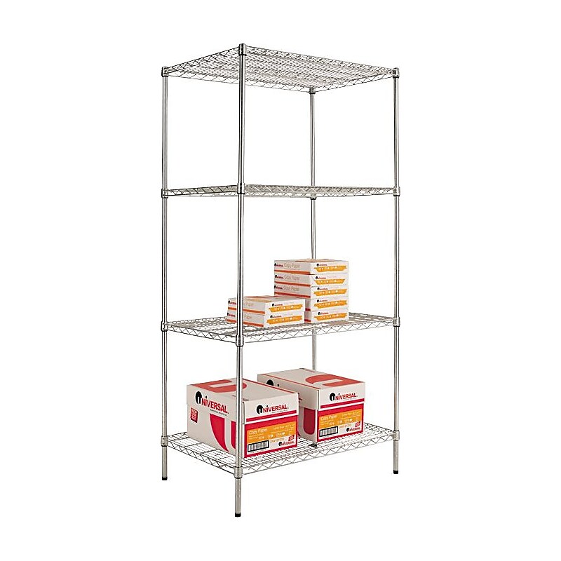 Alera Industrial 4-Shelf Wire Shelving Starter Set, 72"H x 36"W x 24"D, Silver (SW503624SR) image 1