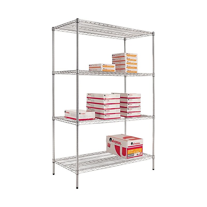 Alera Industrial Wire Shelving Starter Set, 48"Wx18"D, Silver (SW504818SR) image 1