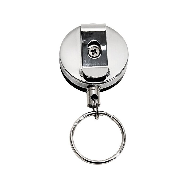 Advantus® 18" Heavy-Duty Retractable ID Card Reel, Black/Chrome, 6/Pack image 1
