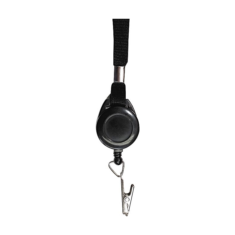 Advantus 36" Lanyard With Retractable ID Reel and Badge Clip, Black, 12/Pack (AVT75549) image 1