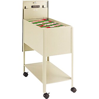 Safco 3-Shelf Metal Mobile File Cart with Swivel Wheels, Putty/Beige (5362PT)
