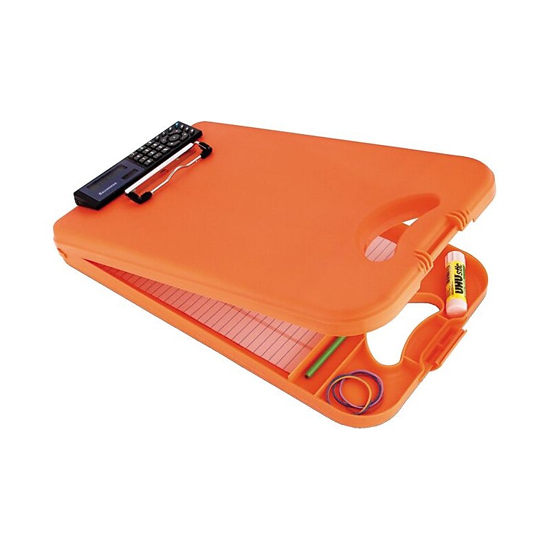 Saunders® 1/2" Capacity Polypropylene DeskMate II Storage Clipboard w/Calculator; Orange/Tangerine image 1